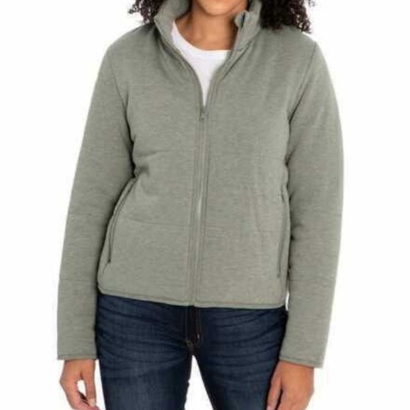 Three Dots Olive Green Quilted Jacket - Picture 1 of 9